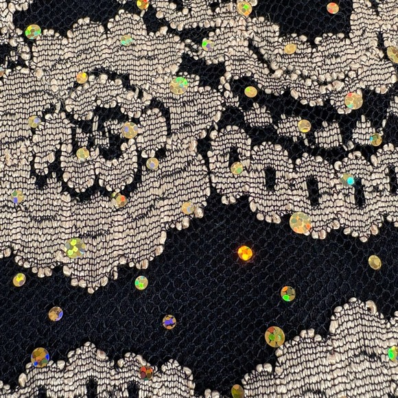 Dressbarn Woman 1X Top Black Gold Lace Sequined‎ Flutter Sleeve Party Blouse - Picture 6 of 13